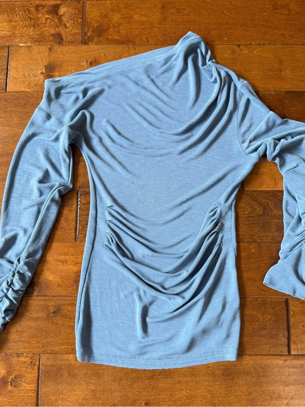 Free People Care All Day Tunic Size Large Blue Off Shoulder Slouchy Oversized